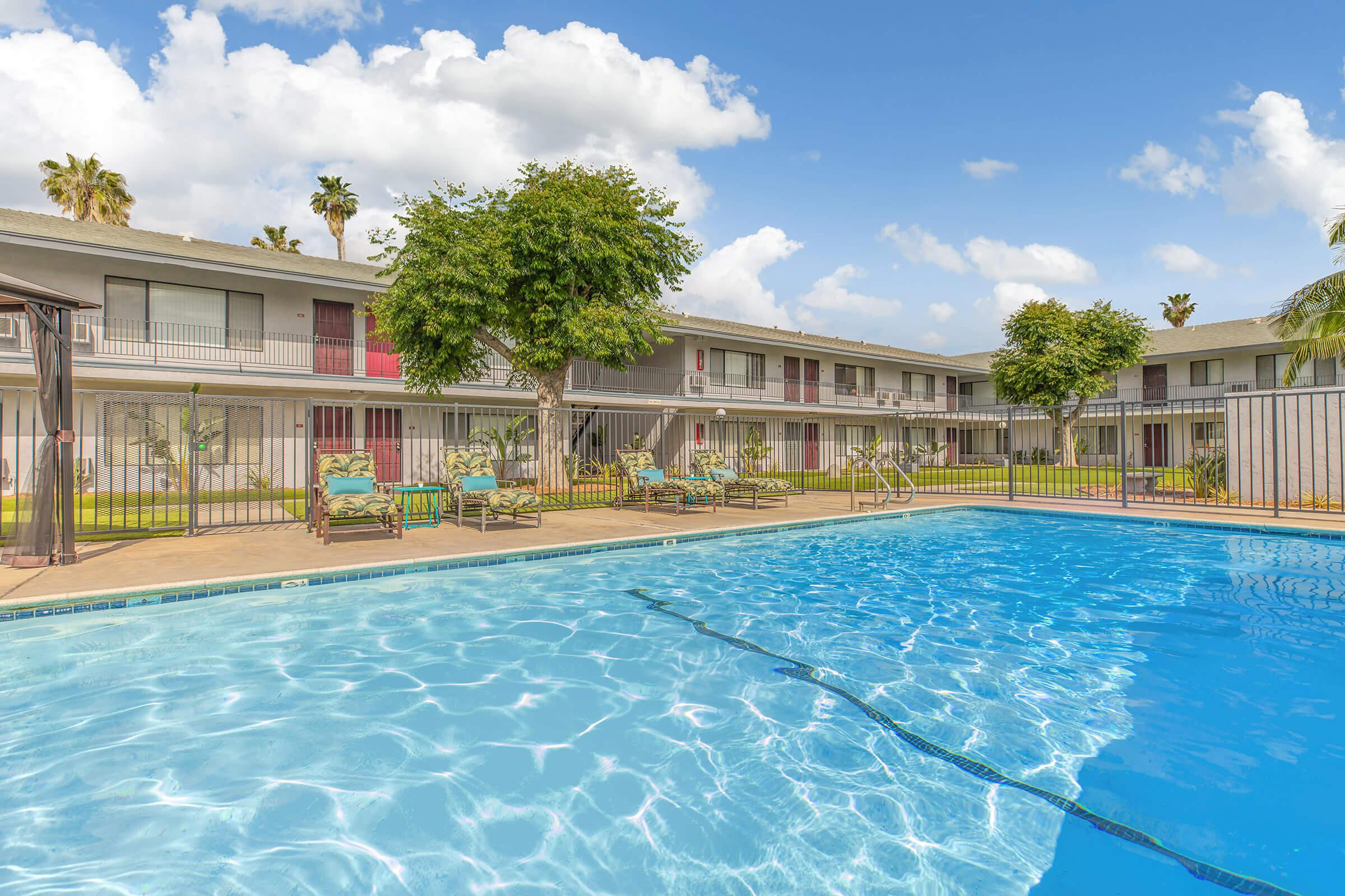 The community building next to the community pool