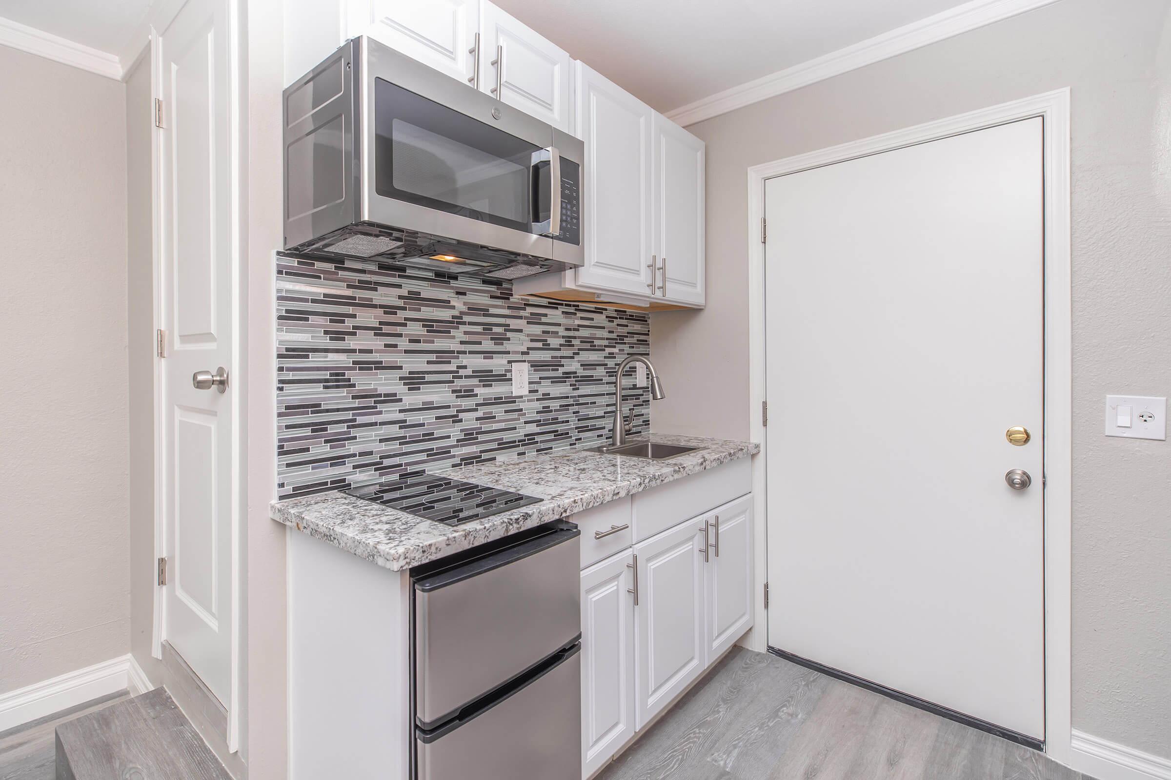 Kitchen with stainless steel appliances