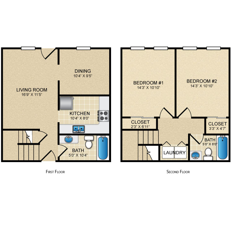 Floor plan image of 2 Bed 2 Bath A