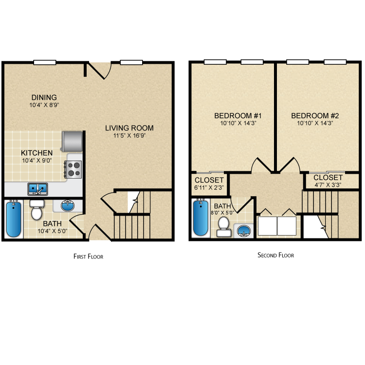 Floor plan image of 2 Bed 2 Bath B