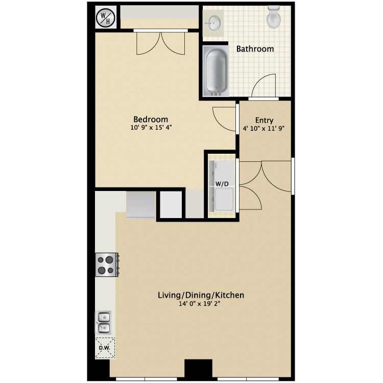 Floor plan image of 1 Bed 1 Bath Flat C