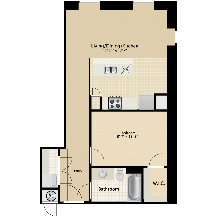 Floor plan image of 1 Bed 1 Bath Flat A