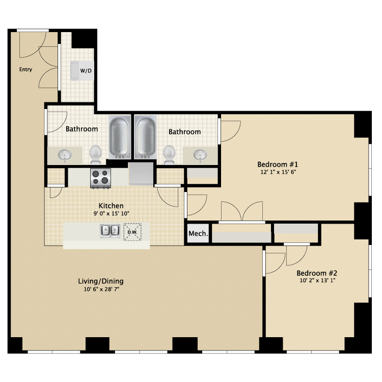 Floor plan image of 2 Bed 2 Bath Flat B