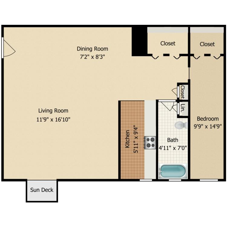 Floor plan image of One Bedroom