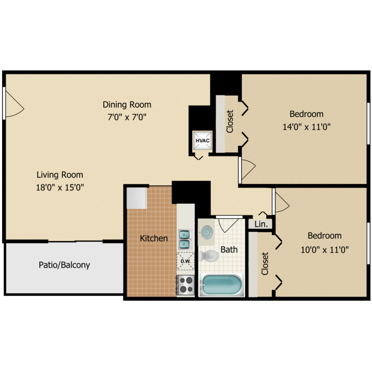 Floor plan image of Two Bedroom