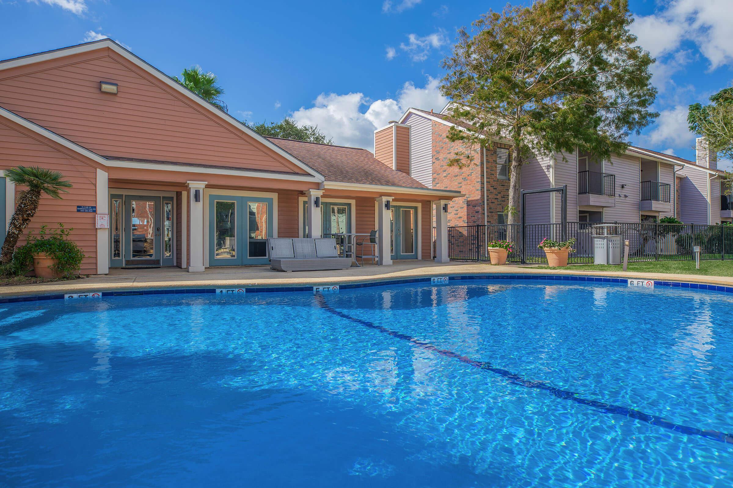 a small house in a pool of water