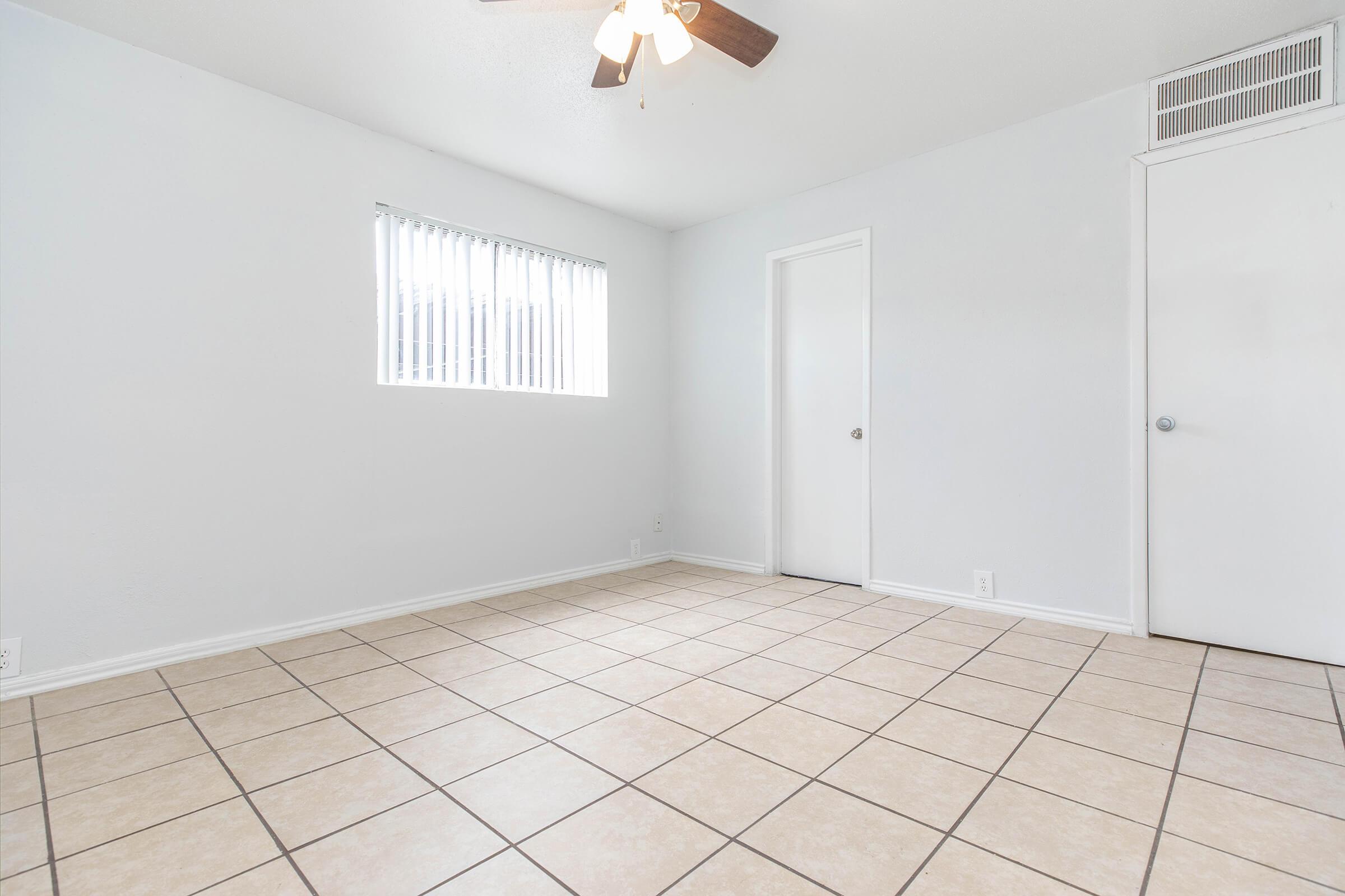 a room with a tiled floor