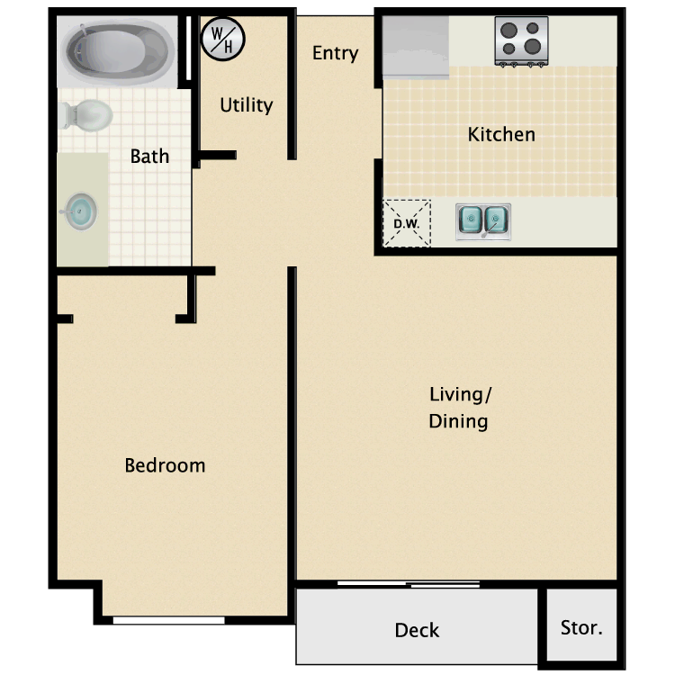 Floor plan image of 1 Bed 1 Bath