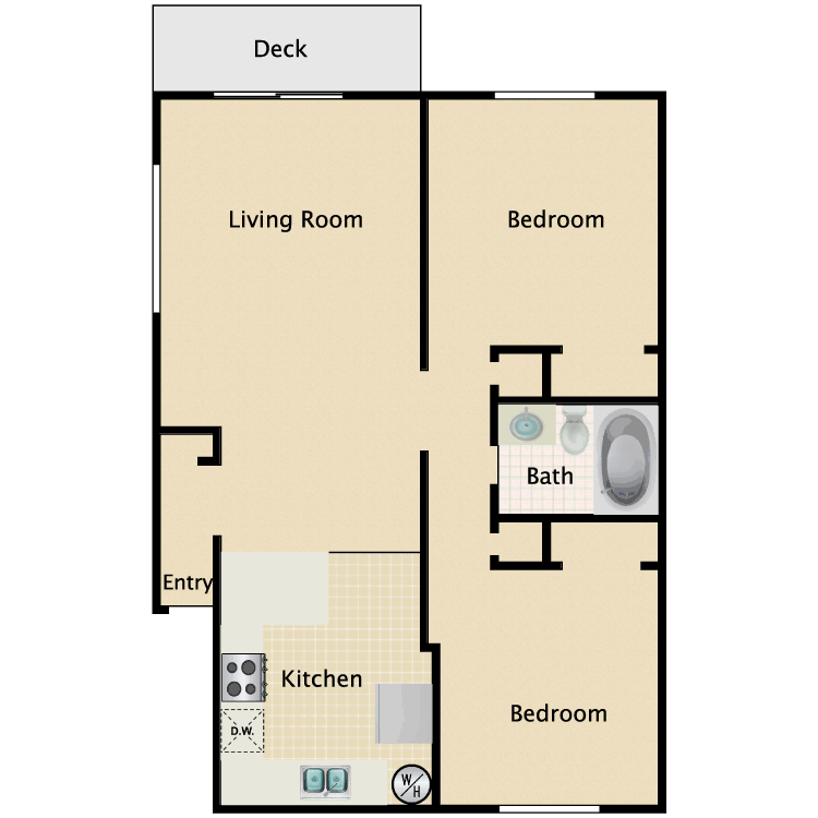 Floor plan image of 2 Bed 1 Bath