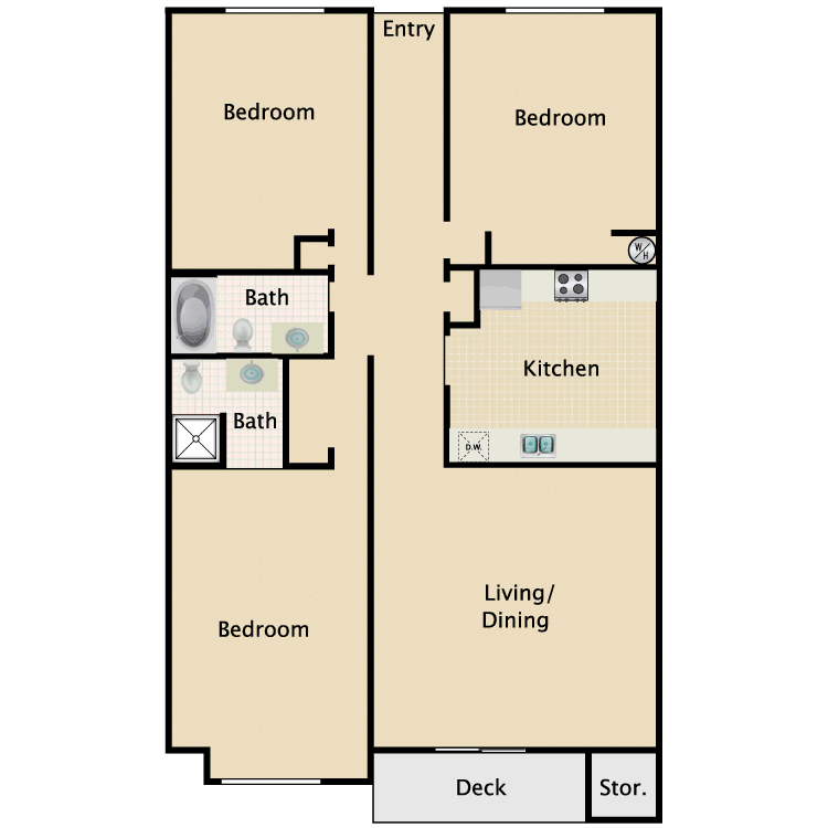 Floor plan image of 3 Bed 1.5 Bath