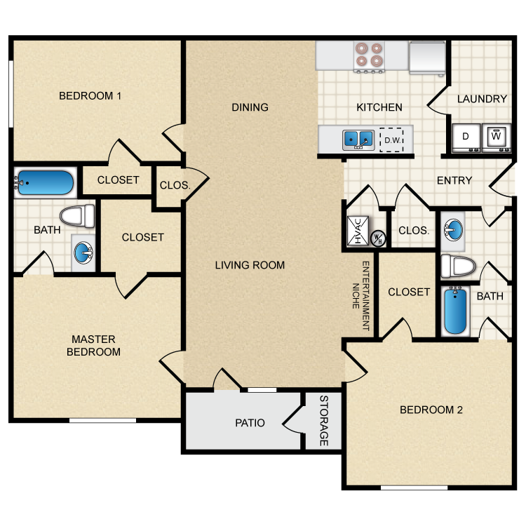Floor plan image of 3A - 3 Bed 2 Bath