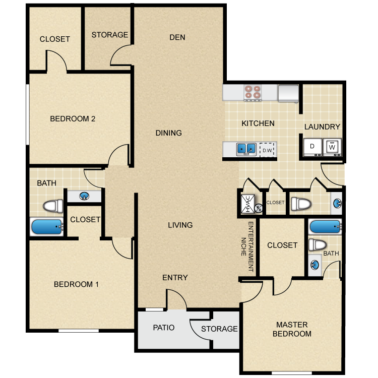 Floor plan image of 3B - Grand 3 Bed 2.5 Bath