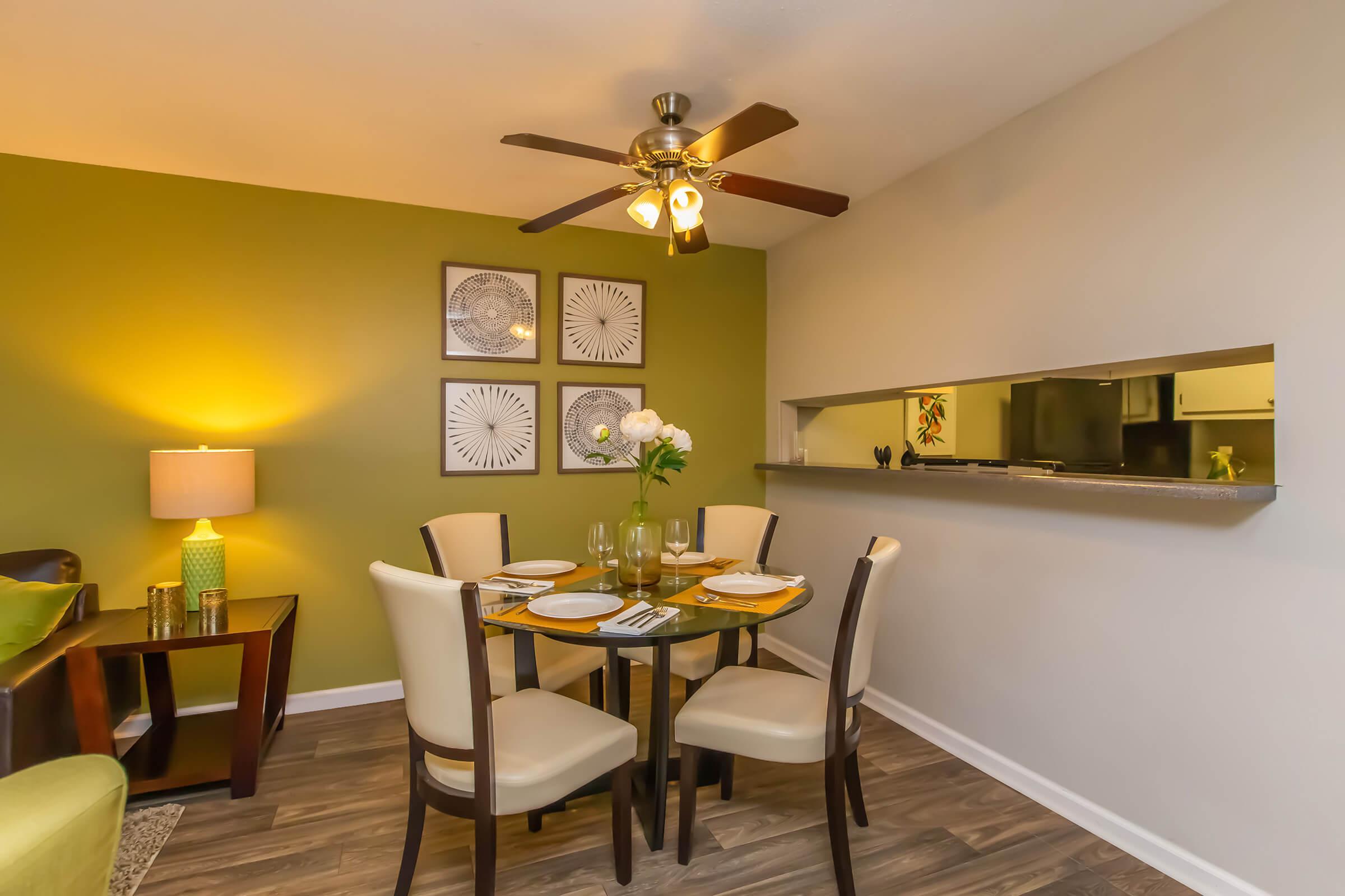Dining Space with Ceiling Fan - Lakeside Place Apartments - Greenville - South Carolina