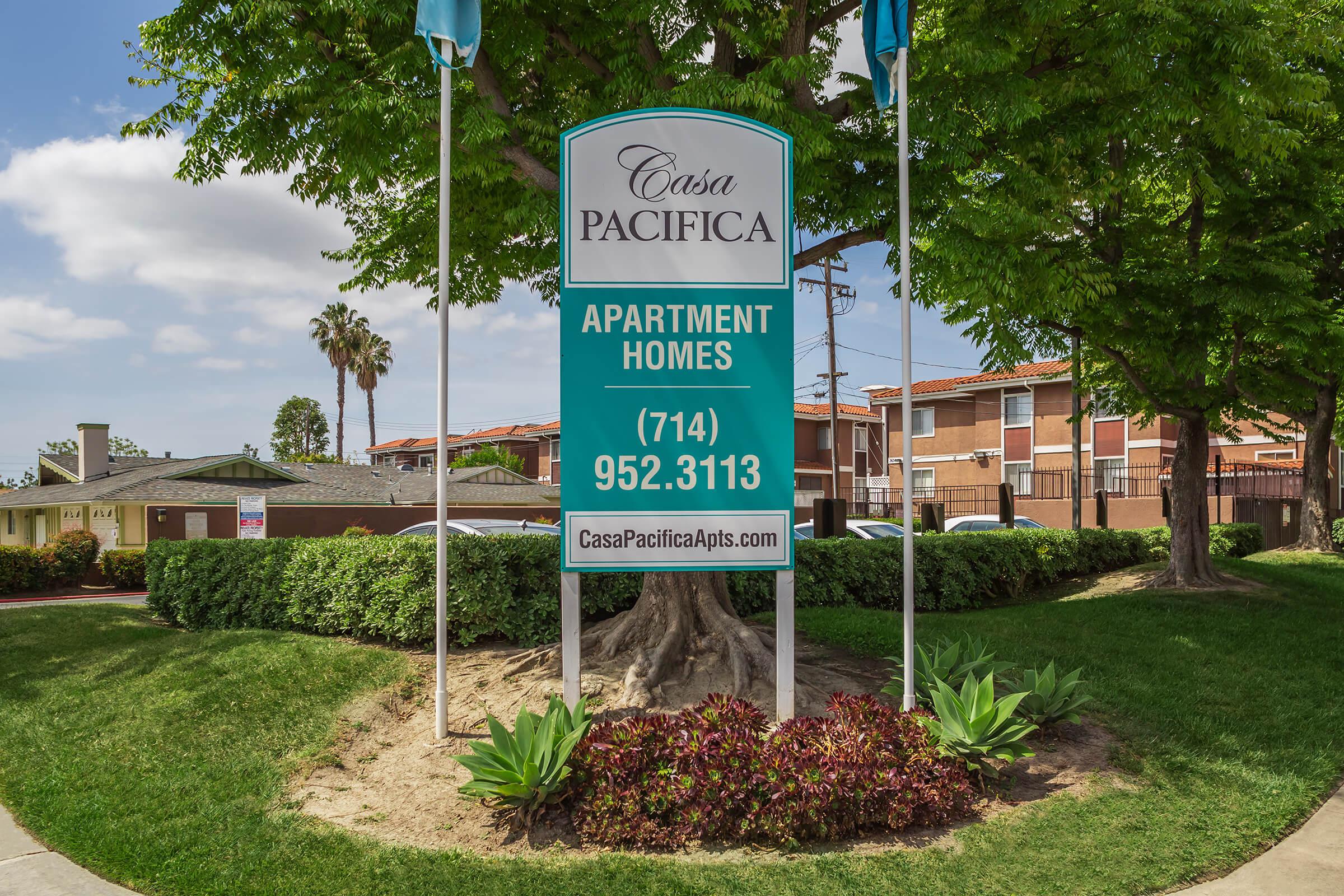 Casa Pacifica Apartment Homes monument sign