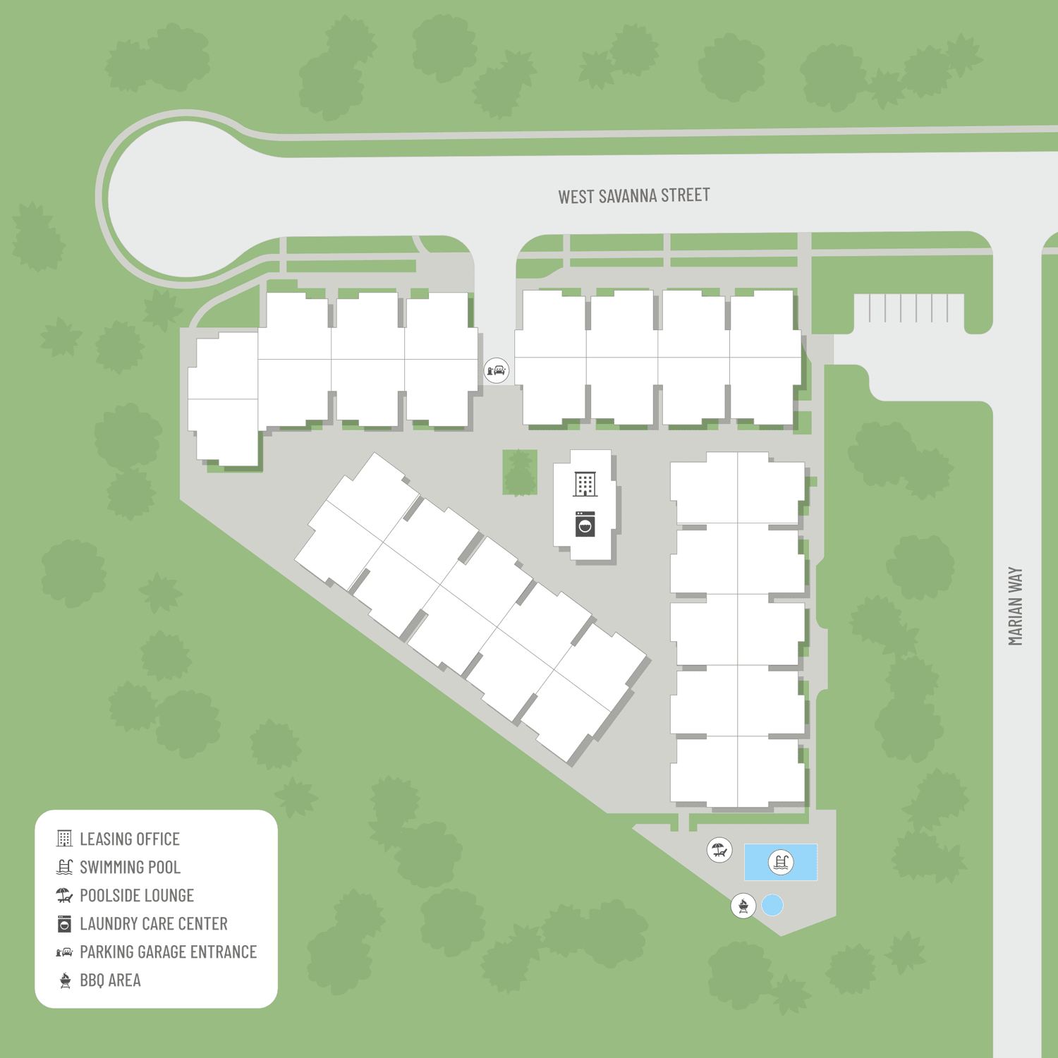 Near Ball Road, Holder Street, and Knott Avenue, we feature a pool with a spa and a laundry center.