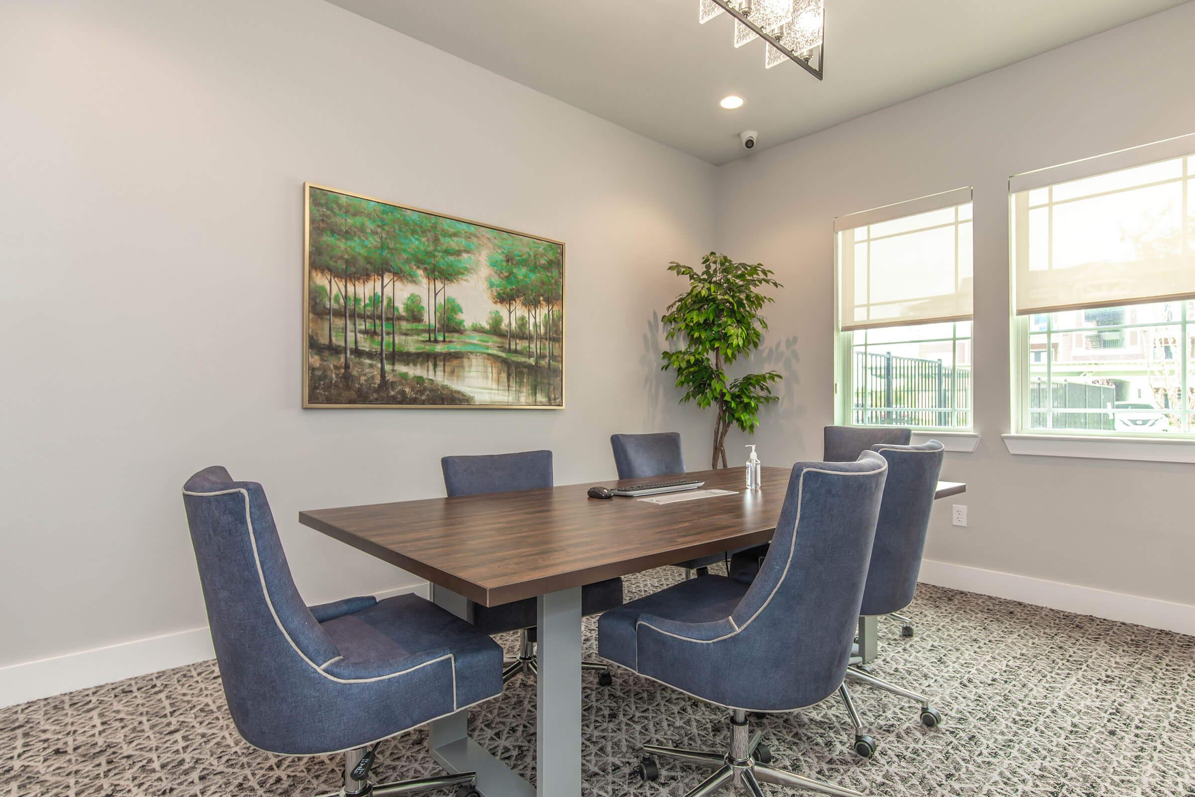 a living room with a leather chair