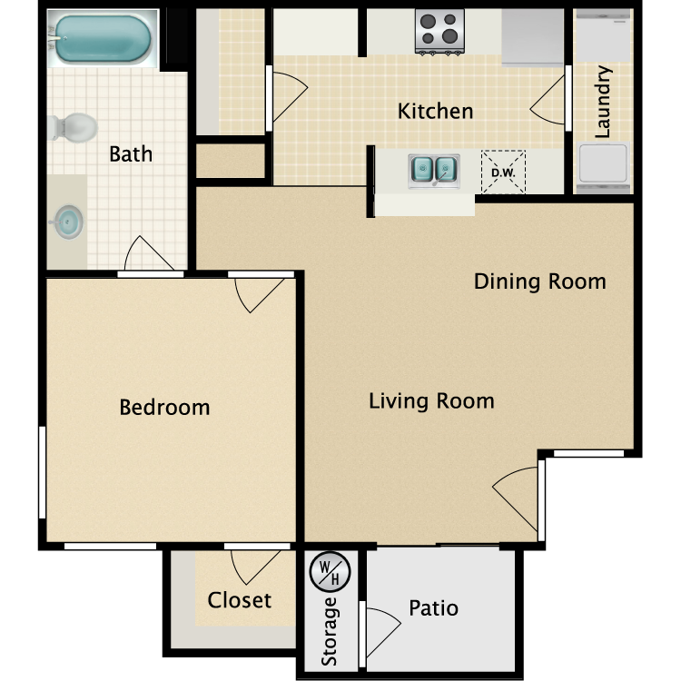 Floor plan image of One Bedroom