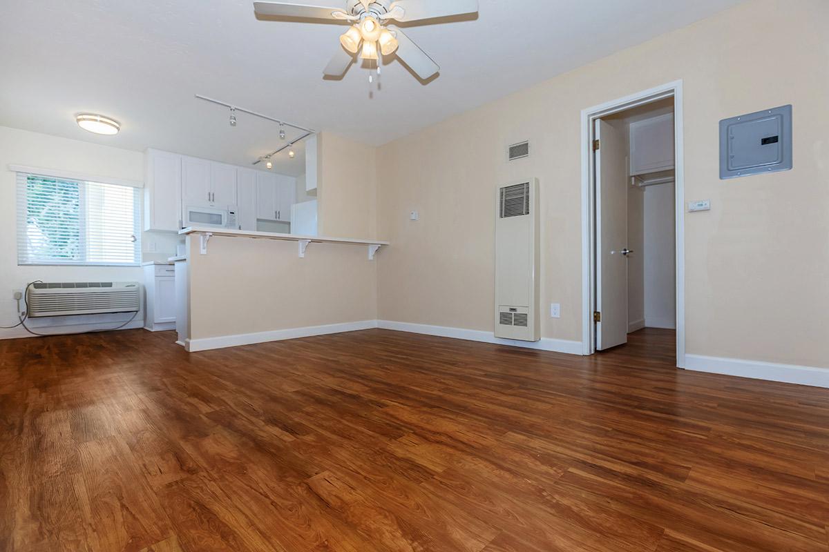 a room with a hard wood floor