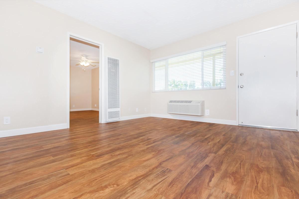 a room with a hard wood floor