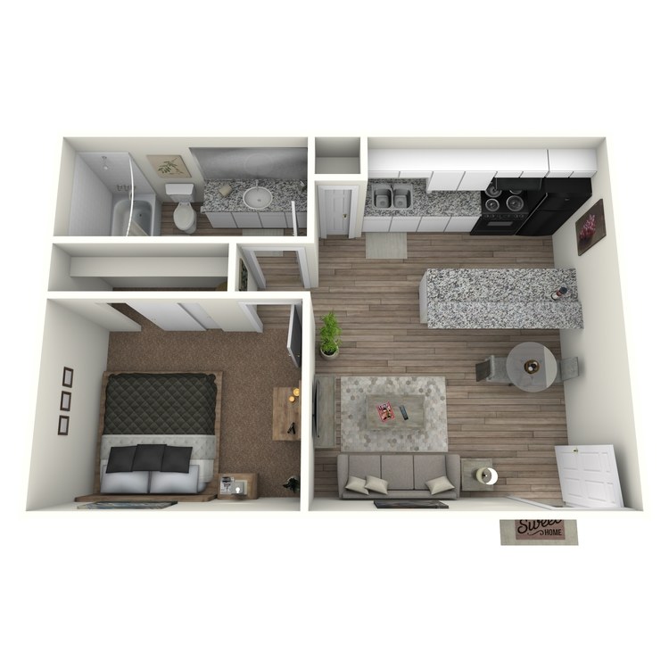 Floor plan image of 1 Bed 1 Bath
