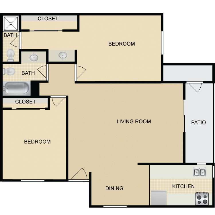 Floor plan image of 2 Bed 2 Bath