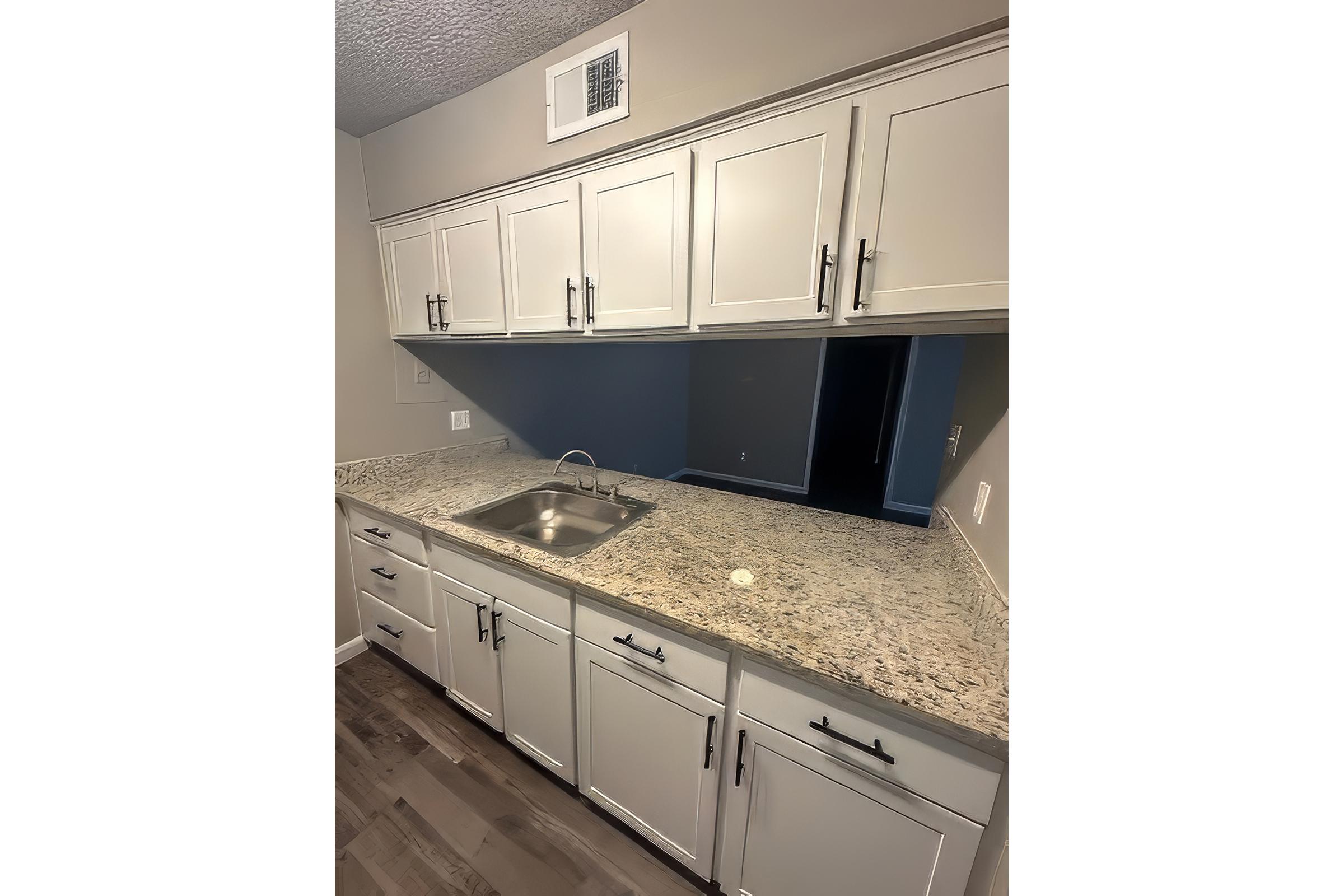 a kitchen with a stove and a sink