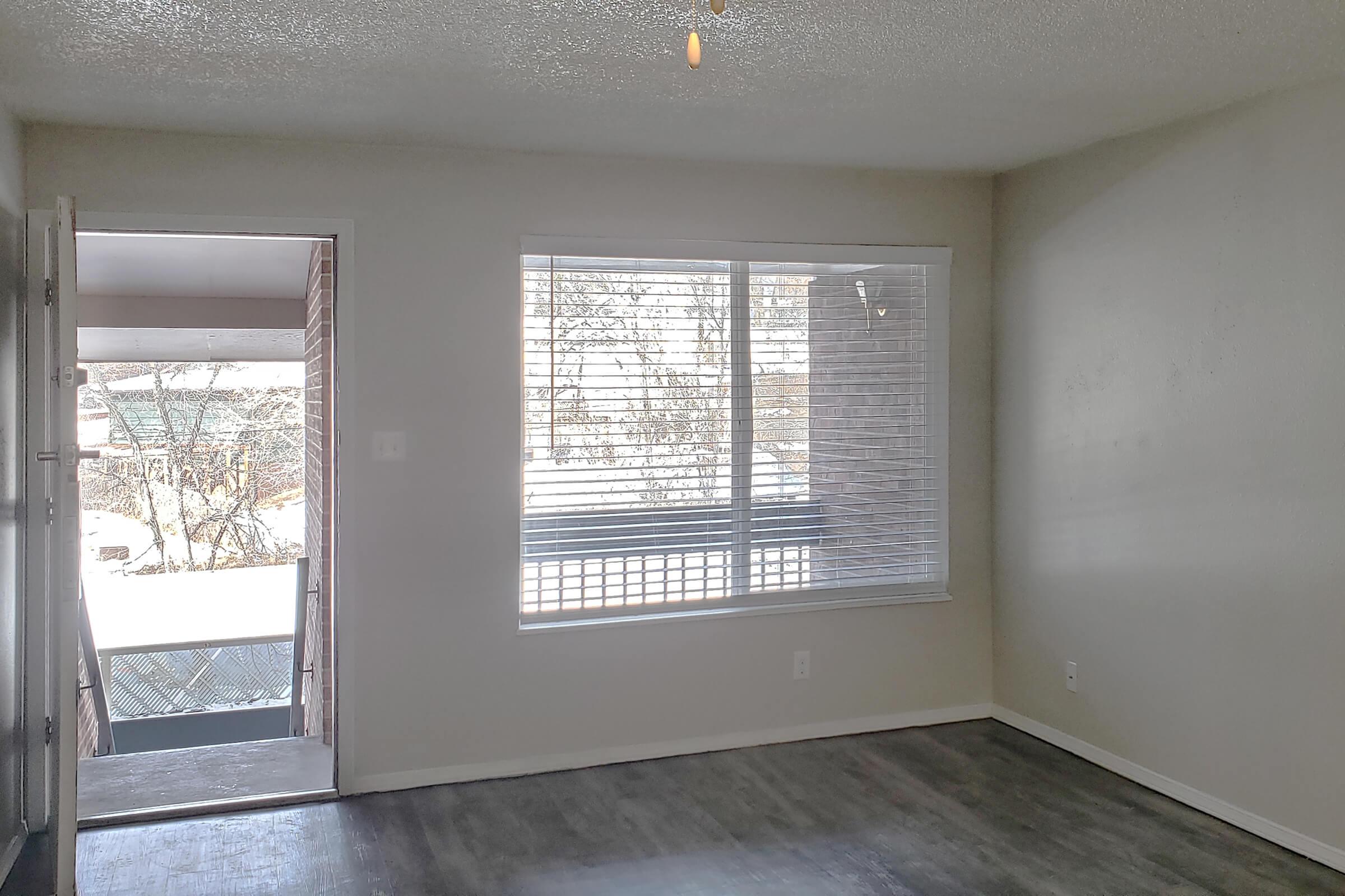 a room with a large window