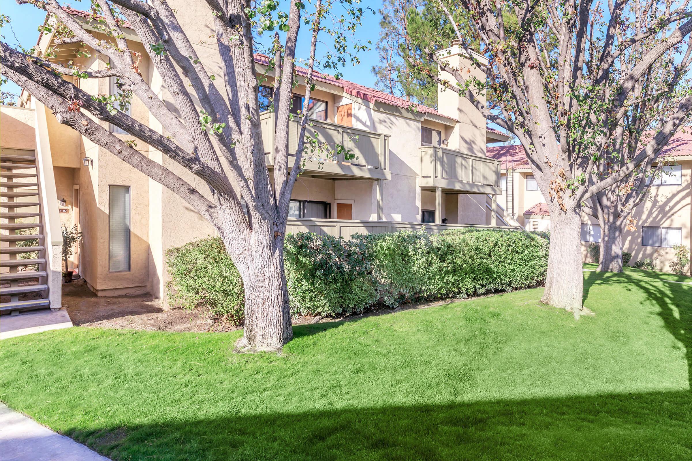 a large lawn in front of a building