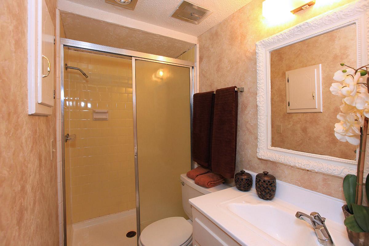 a white sink sitting under a mirror