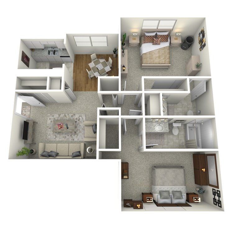 Floor plan image of 2 Bed 1.5 Bath