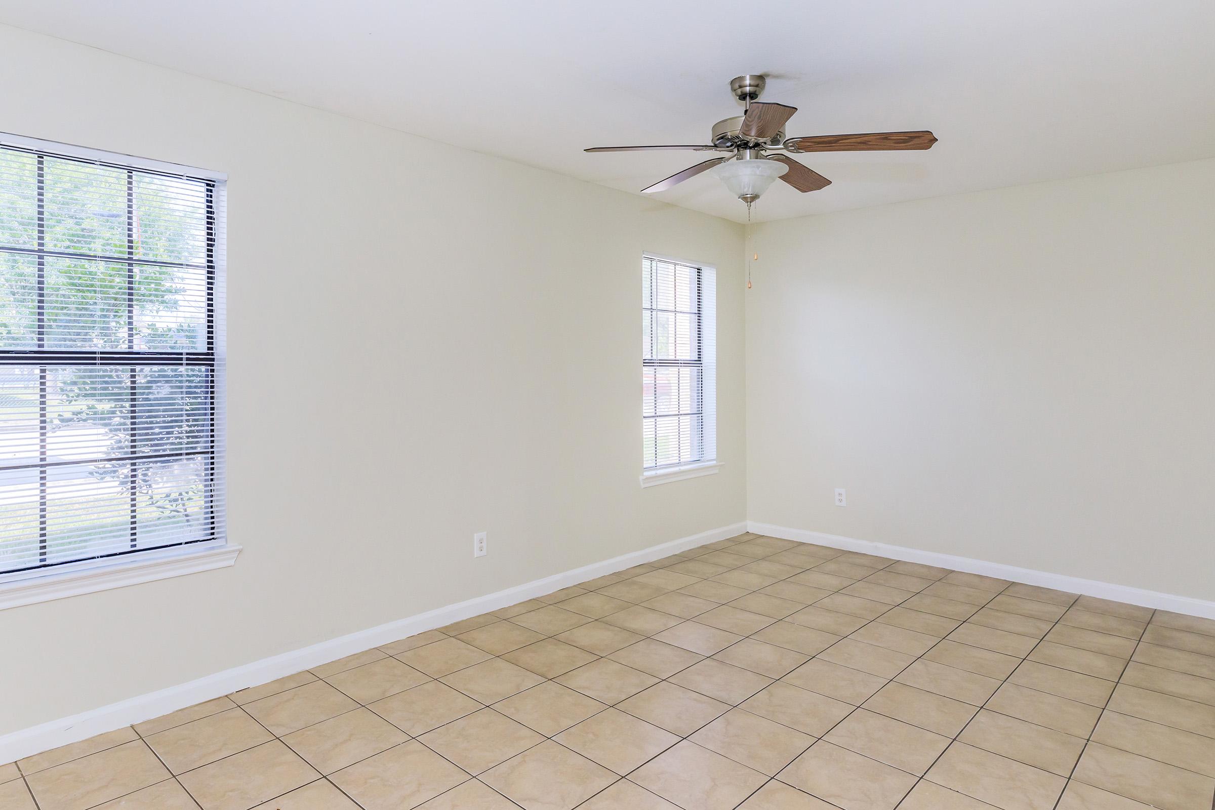 a room with a tiled floor