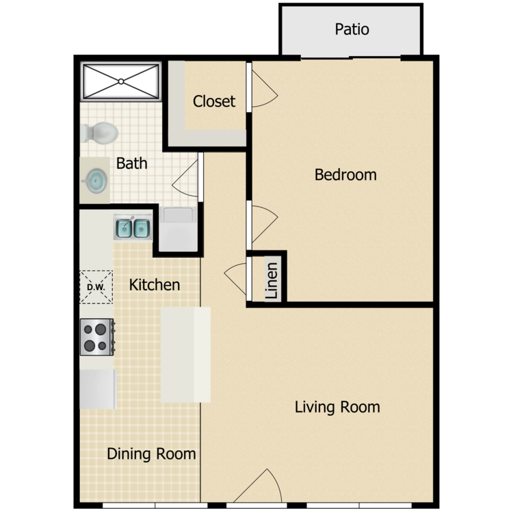 Floor plan image of One Bed One Bath