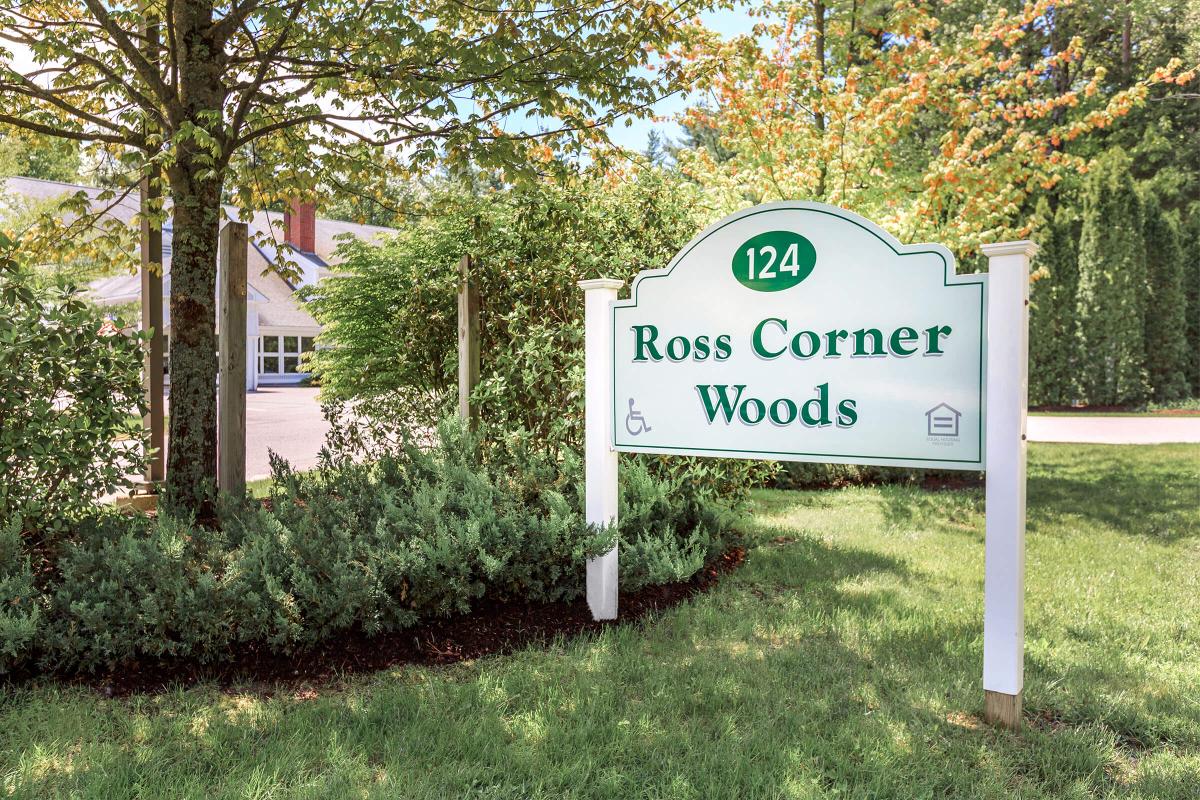 a sign in front of a tree