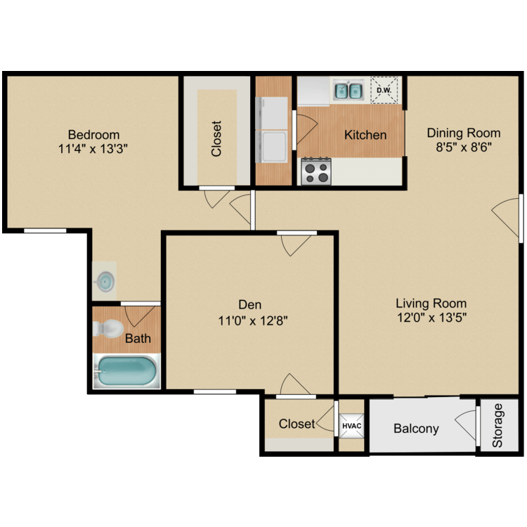 Floor plan image of 1 Bedroom Deluxe