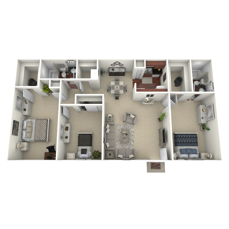 Floor plan image of 3 Bed 2 Bath C