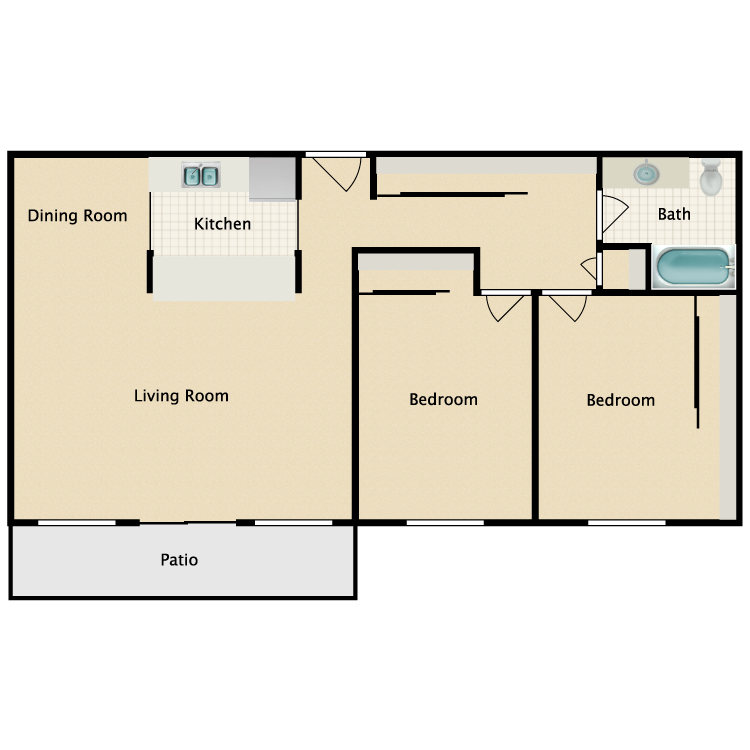 Floor plan image of 2 Bedroom 1 Bathroom