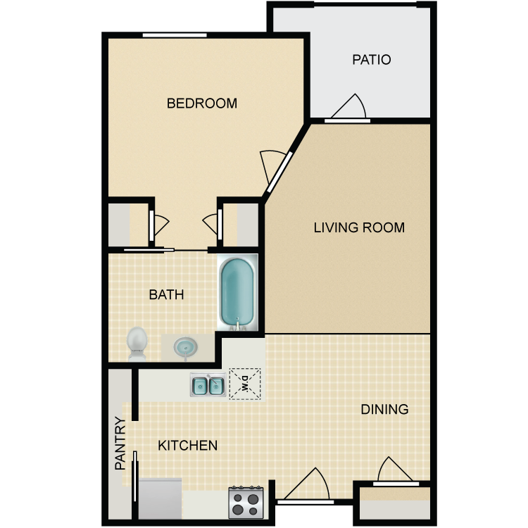 Floor plan image of 1 Bed 1 Bath