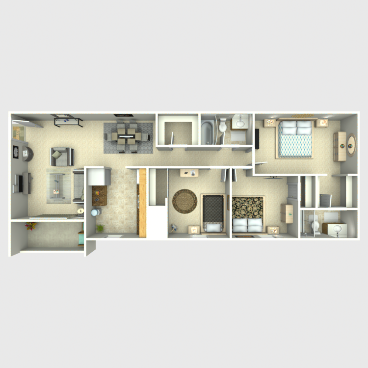 Floor plan image of 3 Bed 2 Bath