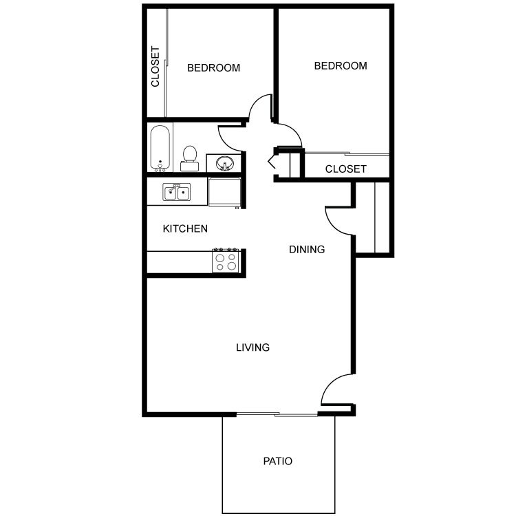Floor plan image of 2 Bed 1 Bath