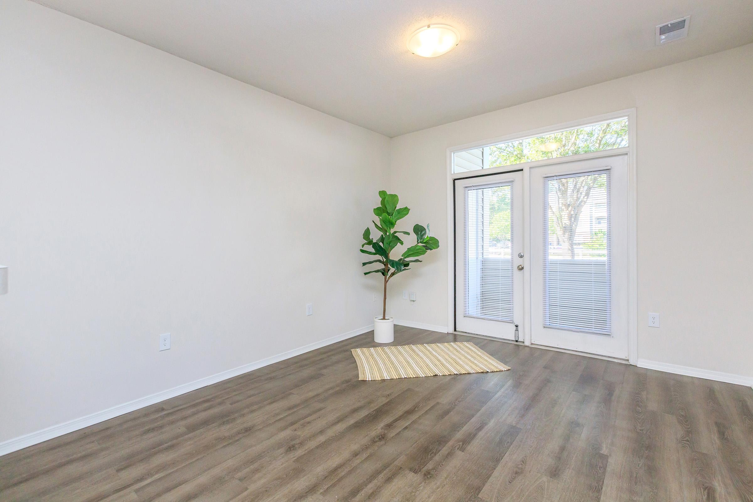 a room with a large window