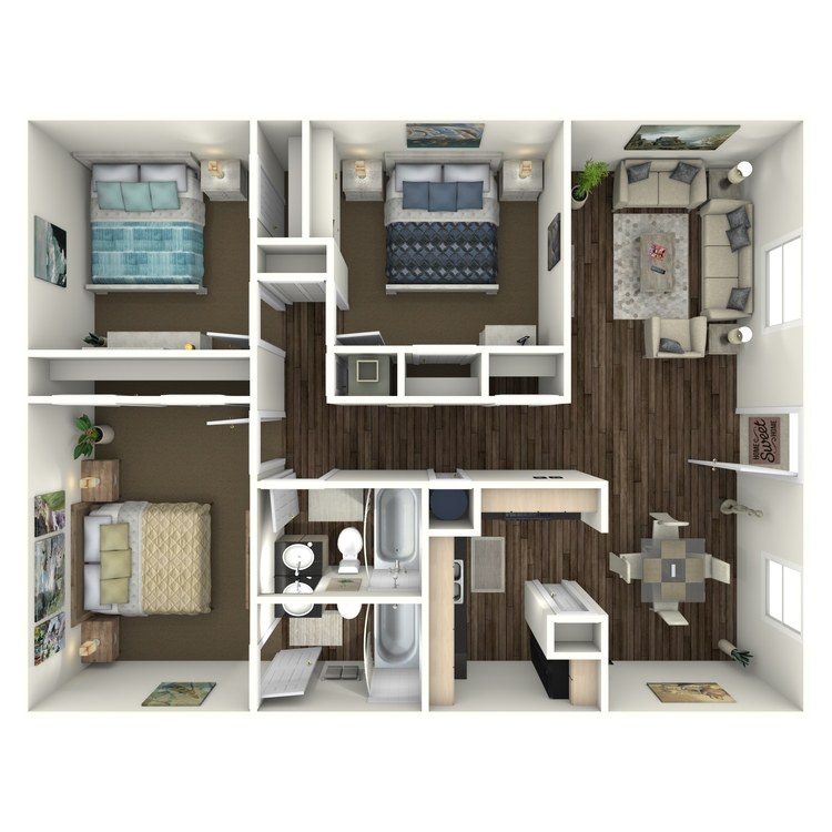 Floor plan image of 3 Bed 2 Bath