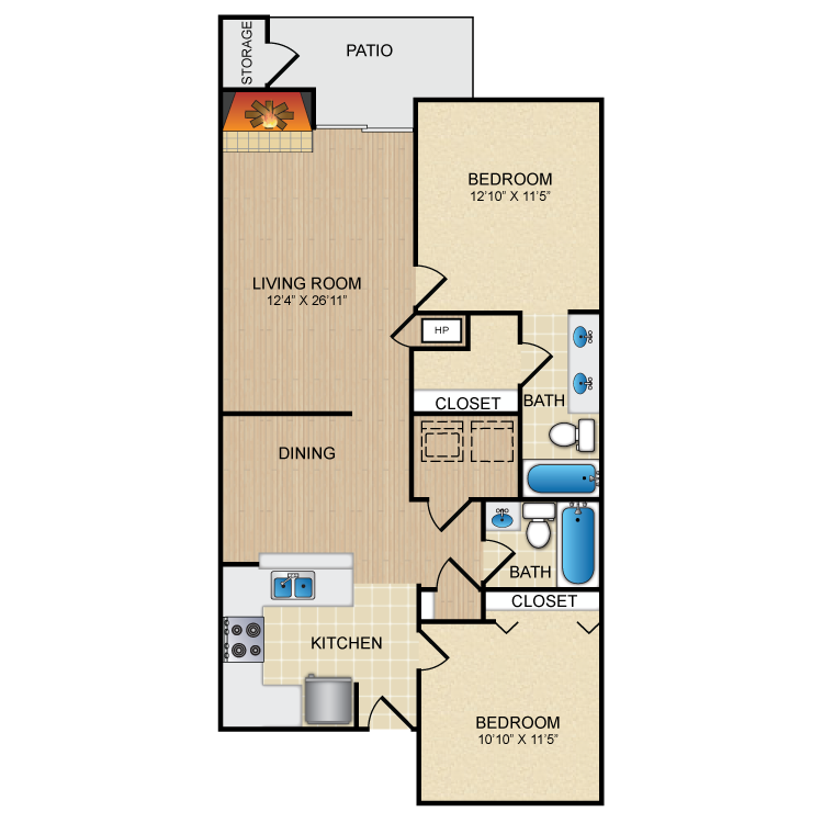 Floor plan image of 2 Bed 2 Bath B
