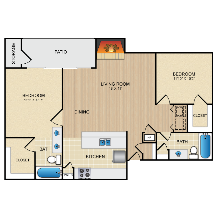 Floor plan image of 2 Bed 2 Bath C