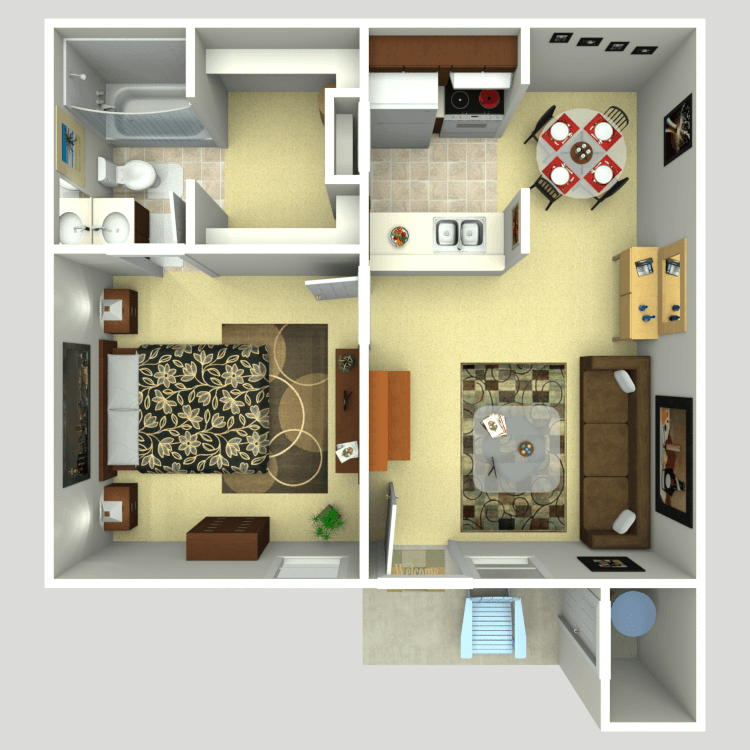 Floor plan image of 1 Bed 1 Bath A1