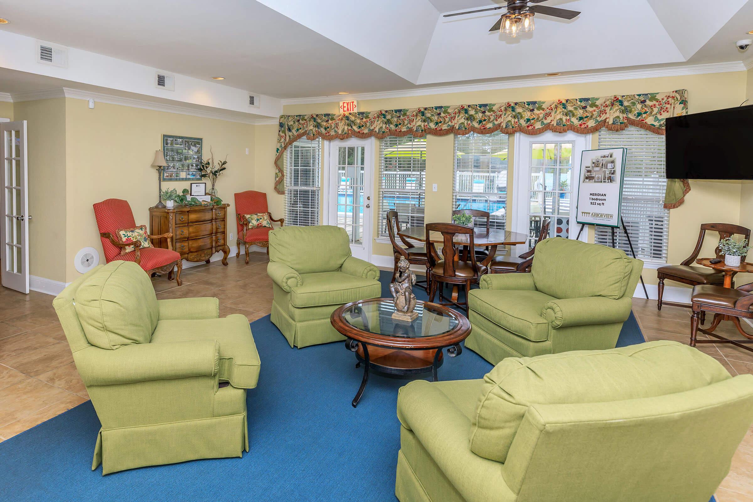 HAVE A SEAT IN THE CHARMING ARBOR VIEW CLUBHOUSE