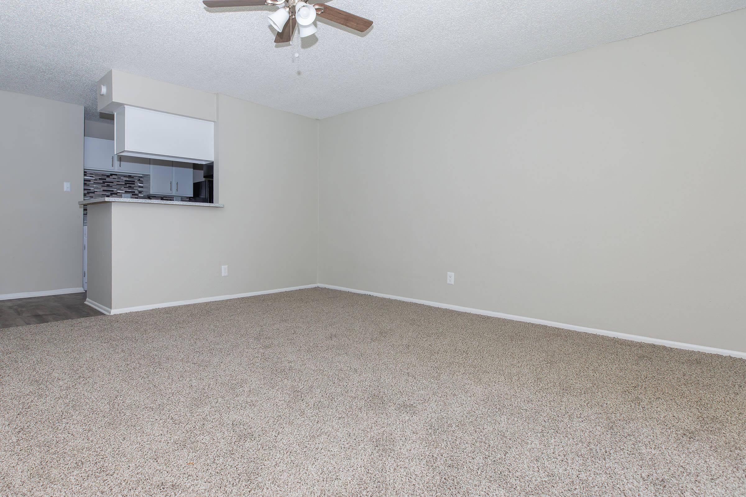 a bedroom with a large mirror