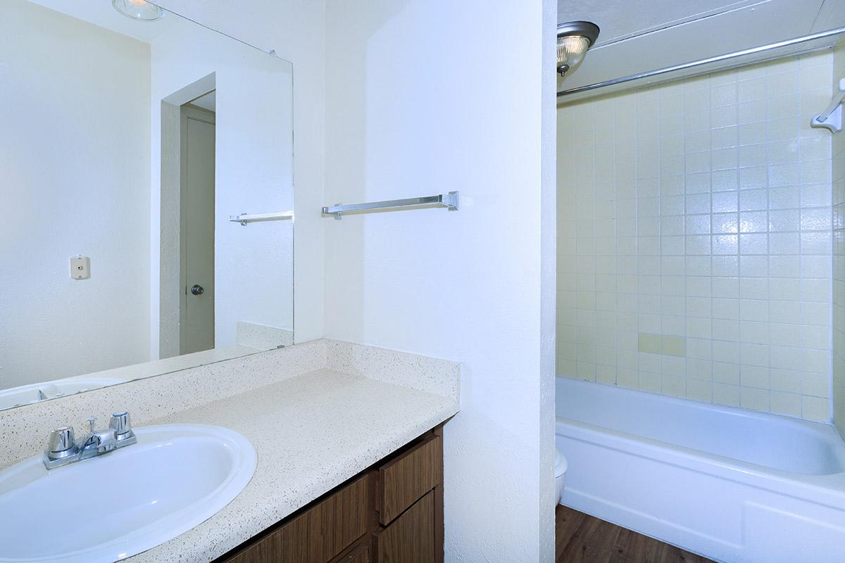 bathroom with wooden cabinets