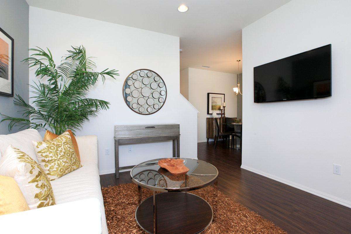 a living room filled with furniture and a flat screen tv