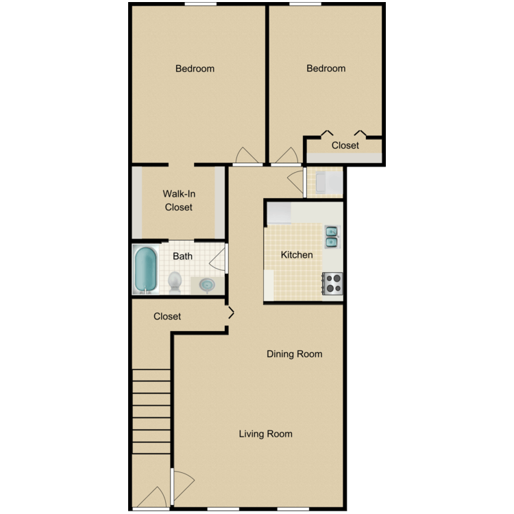 Floor plan image of Two Bedroom Furnished