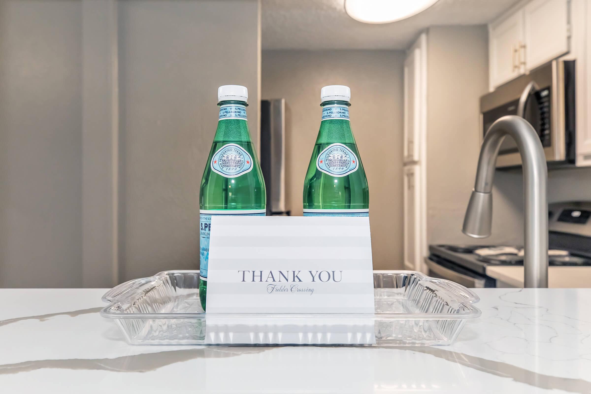 a bottle of water on a table